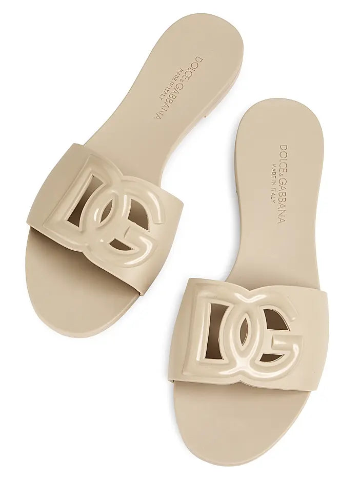 Dolce&Gabbana Interlock Logo Rubber Slides | Luxury Casual Slide Sandals