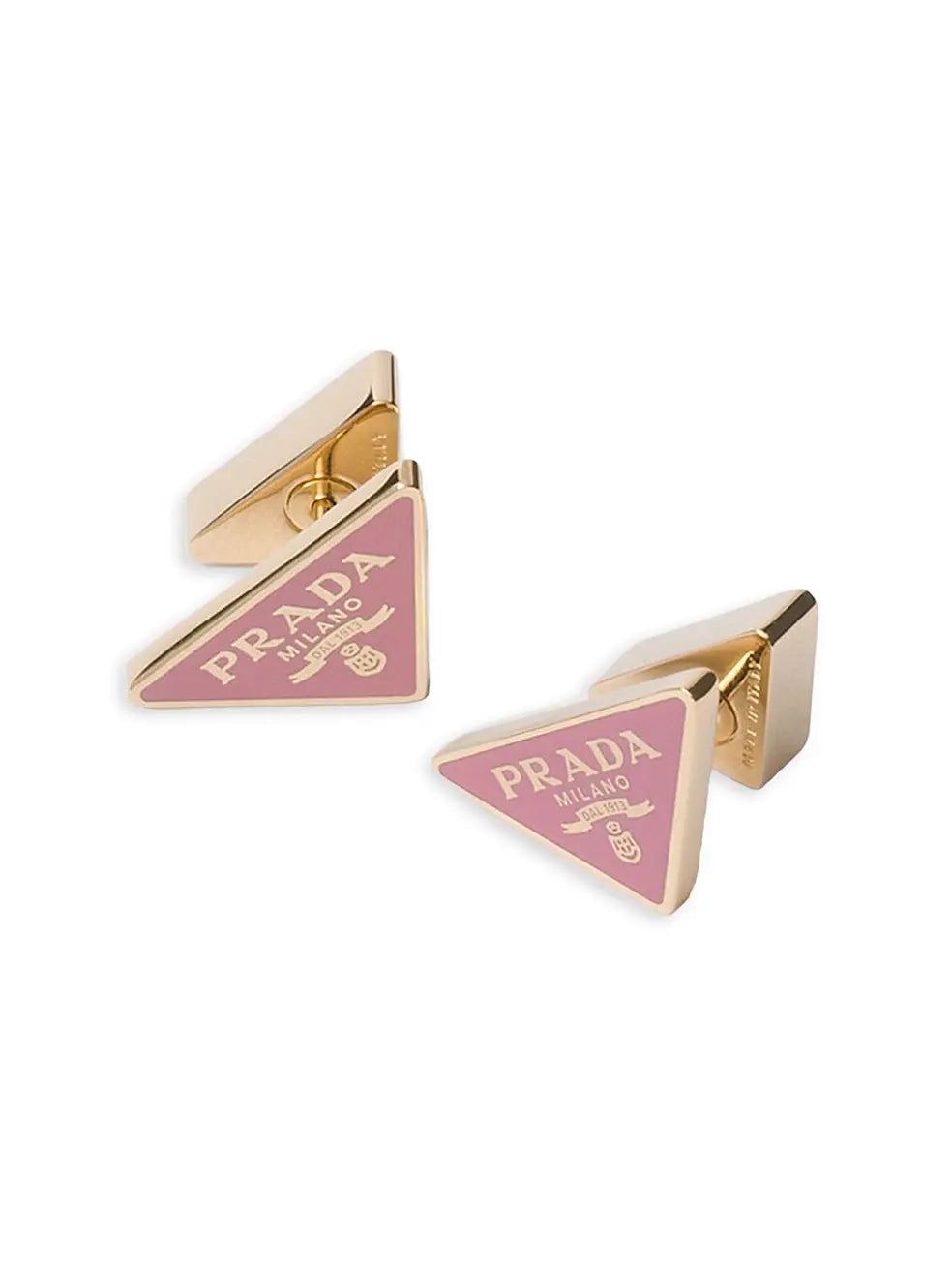 Prada Enameled Metal Earrings – Iconic Triangle Logo Earrings for Effortless Luxury
