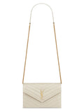 Saint Laurent Cassandre Envelope Chain Wallet in Grain de Poudre Leather