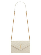 Saint Laurent Cassandre Envelope Chain Wallet in Grain de Poudre Leather