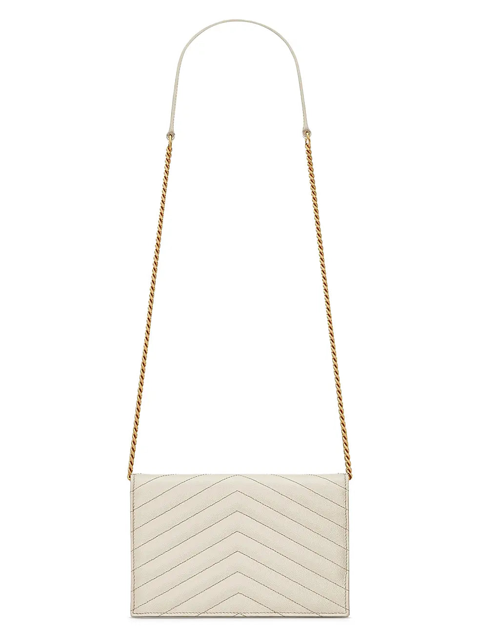 Saint Laurent Cassandre Envelope Chain Wallet in Grain de Poudre Leather