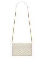 Saint Laurent Cassandre Envelope Chain Wallet in Grain de Poudre Leather