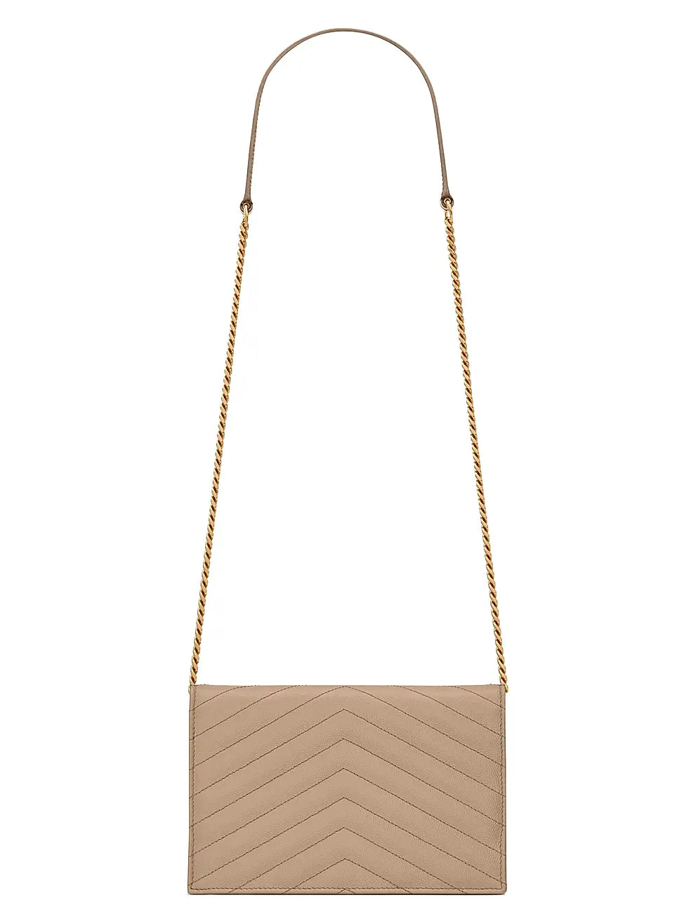 Saint Laurent Cassandre Envelope Chain Wallet in Grain de Poudre Leather