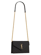 Saint Laurent Cassandre Envelope Chain Wallet in Grain de Poudre Leather