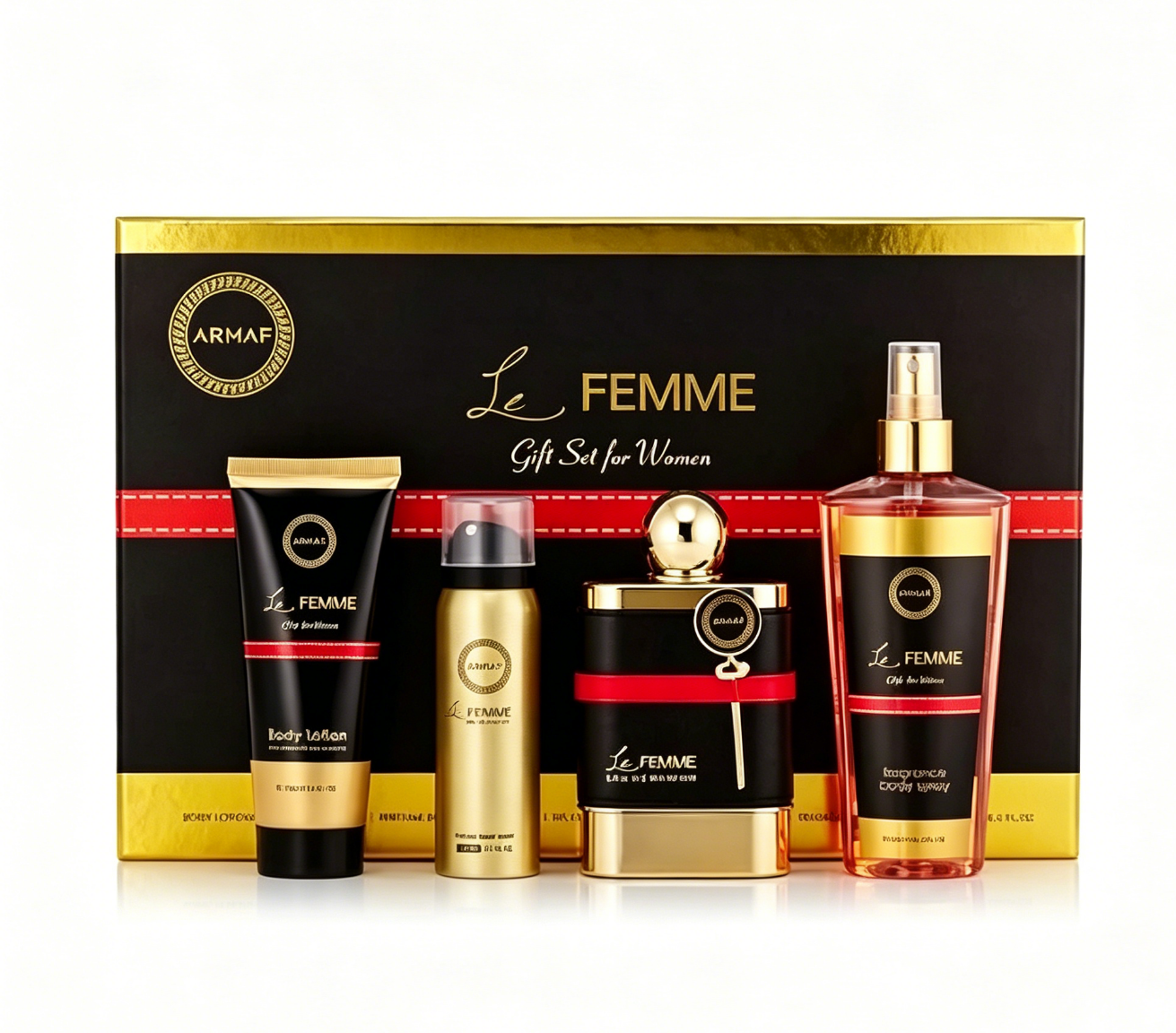 Armaf Le Femme 4-Piece Gift Set | Premium Floral Fruity Fragrance · Unlock Elegant Femininity in One Set