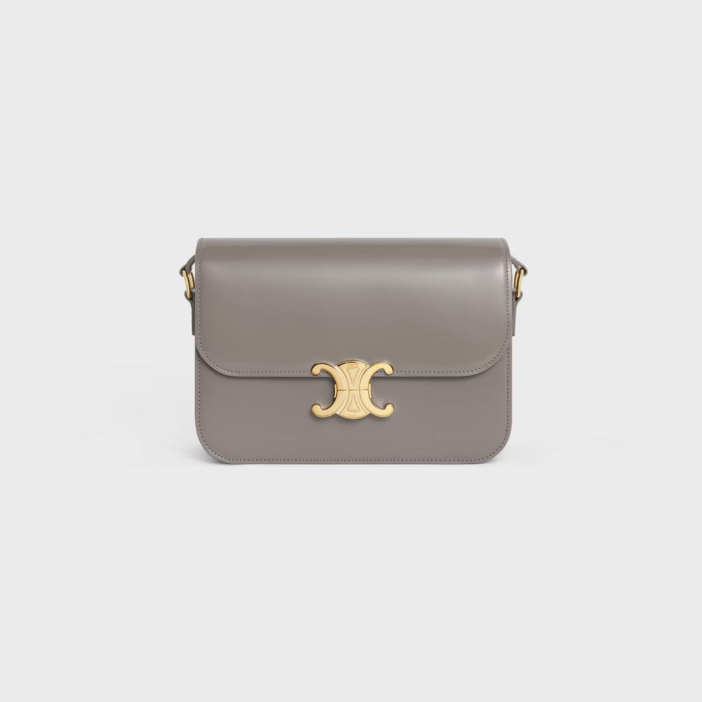 Celine Femme Classic Triomphe Handbag, Premium Natural Calfskin Leather Women Shoulder Bag