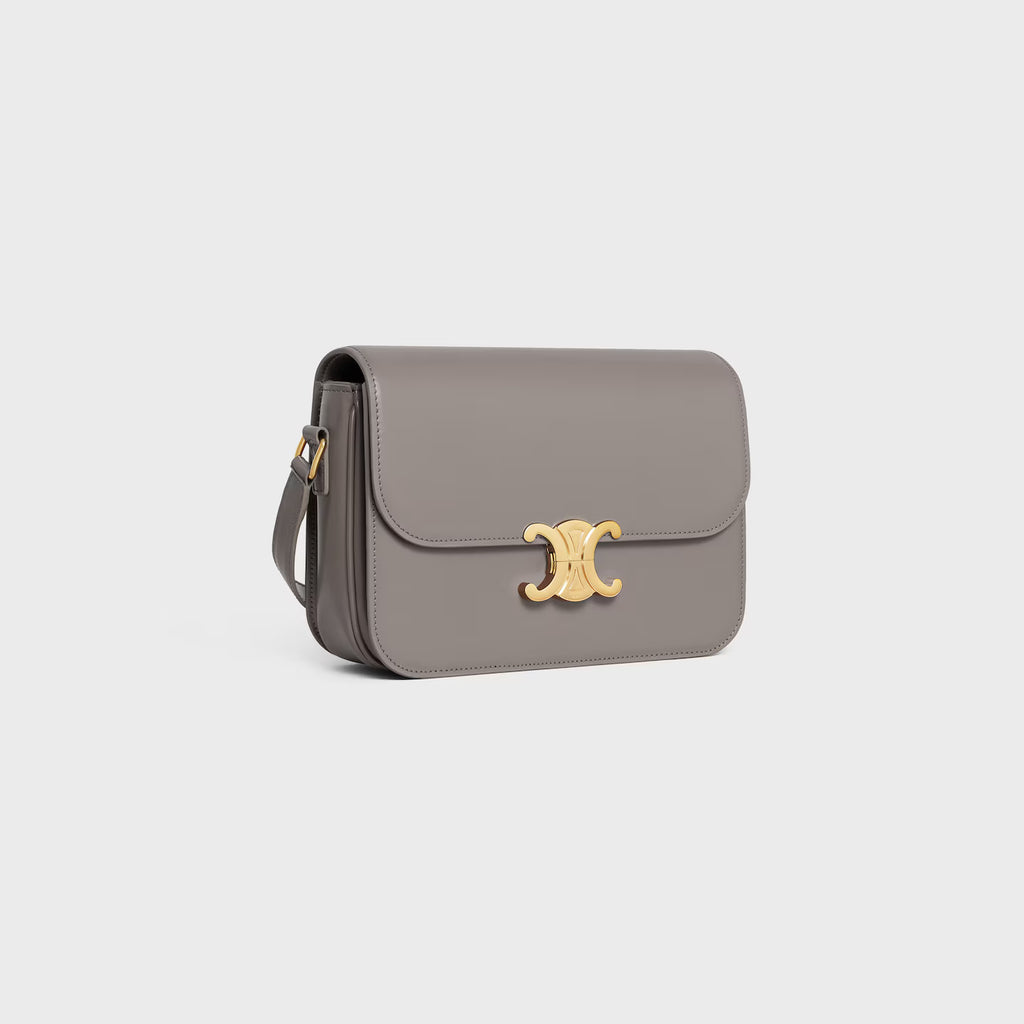 Celine Femme Classic Triomphe Handbag, Premium Natural Calfskin Leather Women Shoulder Bag
