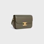 Celine Femme Classic Triomphe Handbag, Premium Natural Calfskin Leather Women Shoulder Bag