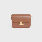 Celine Femme Classic Triomphe Handbag, Premium Natural Calfskin Leather Women Shoulder Bag