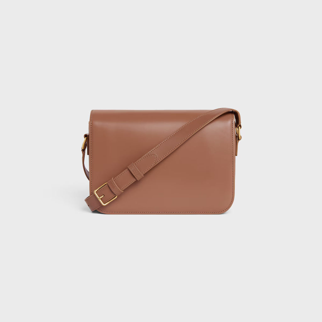 Celine Femme Classic Triomphe Handbag, Premium Natural Calfskin Leather Women Shoulder Bag