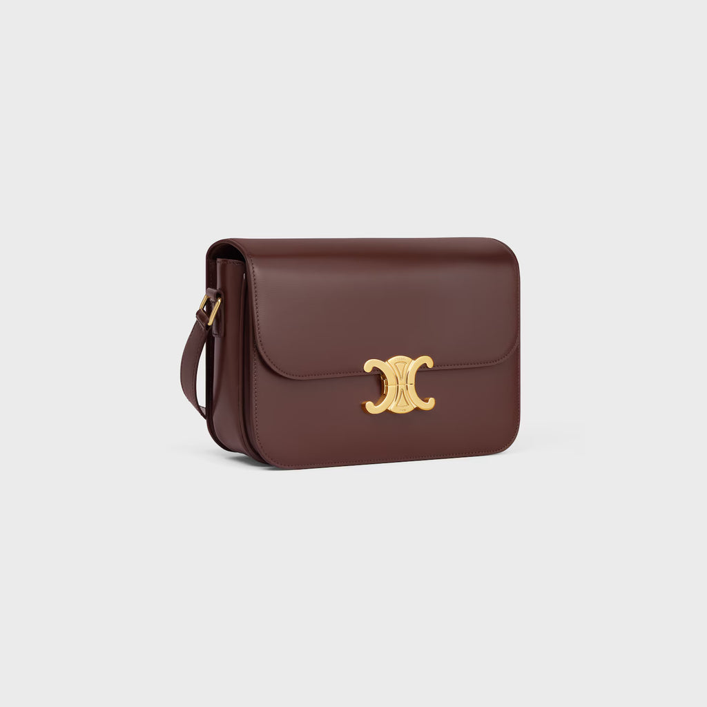 Celine Femme Classic Triomphe Handbag, Premium Natural Calfskin Leather Women Shoulder Bag