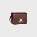 Celine Femme Classic Triomphe Handbag, Premium Natural Calfskin Leather Women Shoulder Bag