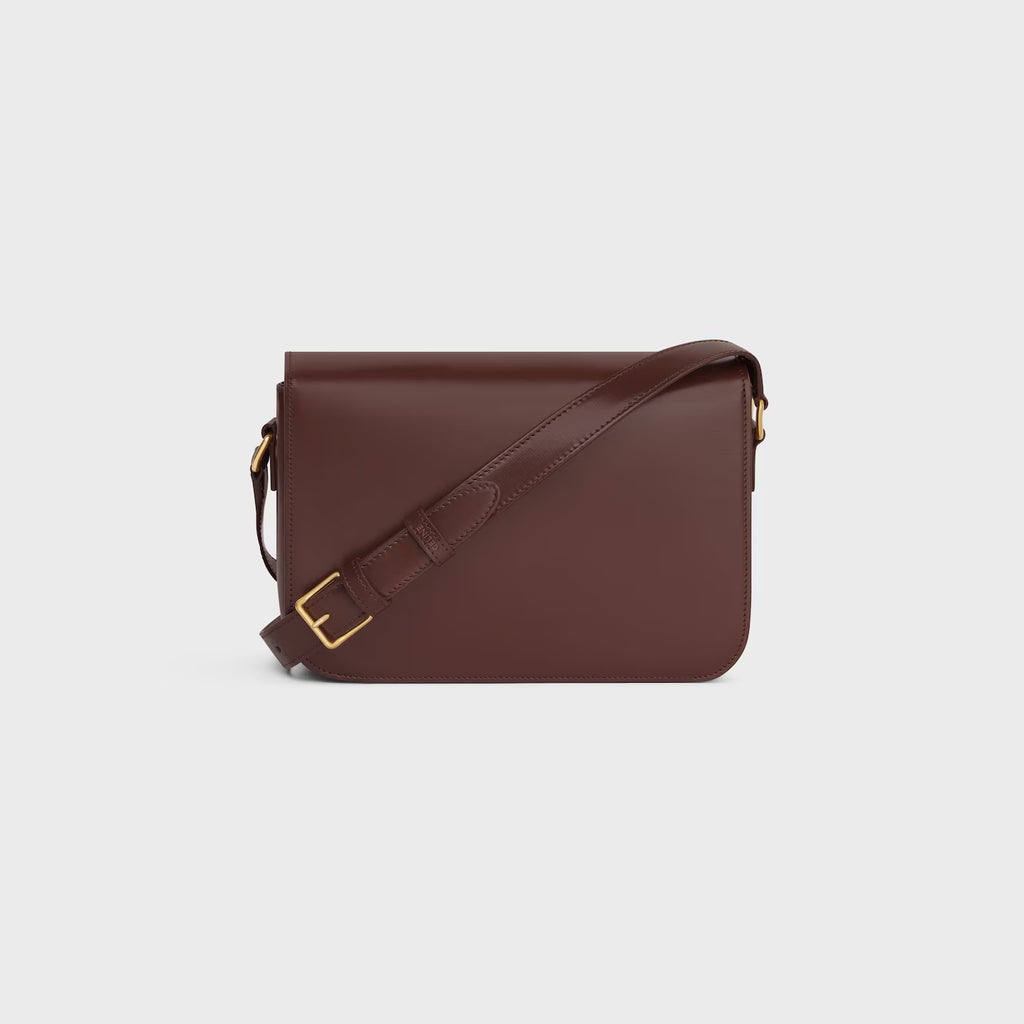 Celine Femme Classic Triomphe Handbag, Premium Natural Calfskin Leather Women Shoulder Bag