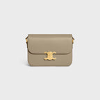 Celine Femme Classic Triomphe Handbag, Premium Natural Calfskin Leather Women Shoulder Bag