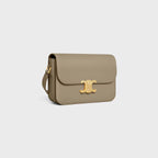 Celine Femme Classic Triomphe Handbag, Premium Natural Calfskin Leather Women Shoulder Bag
