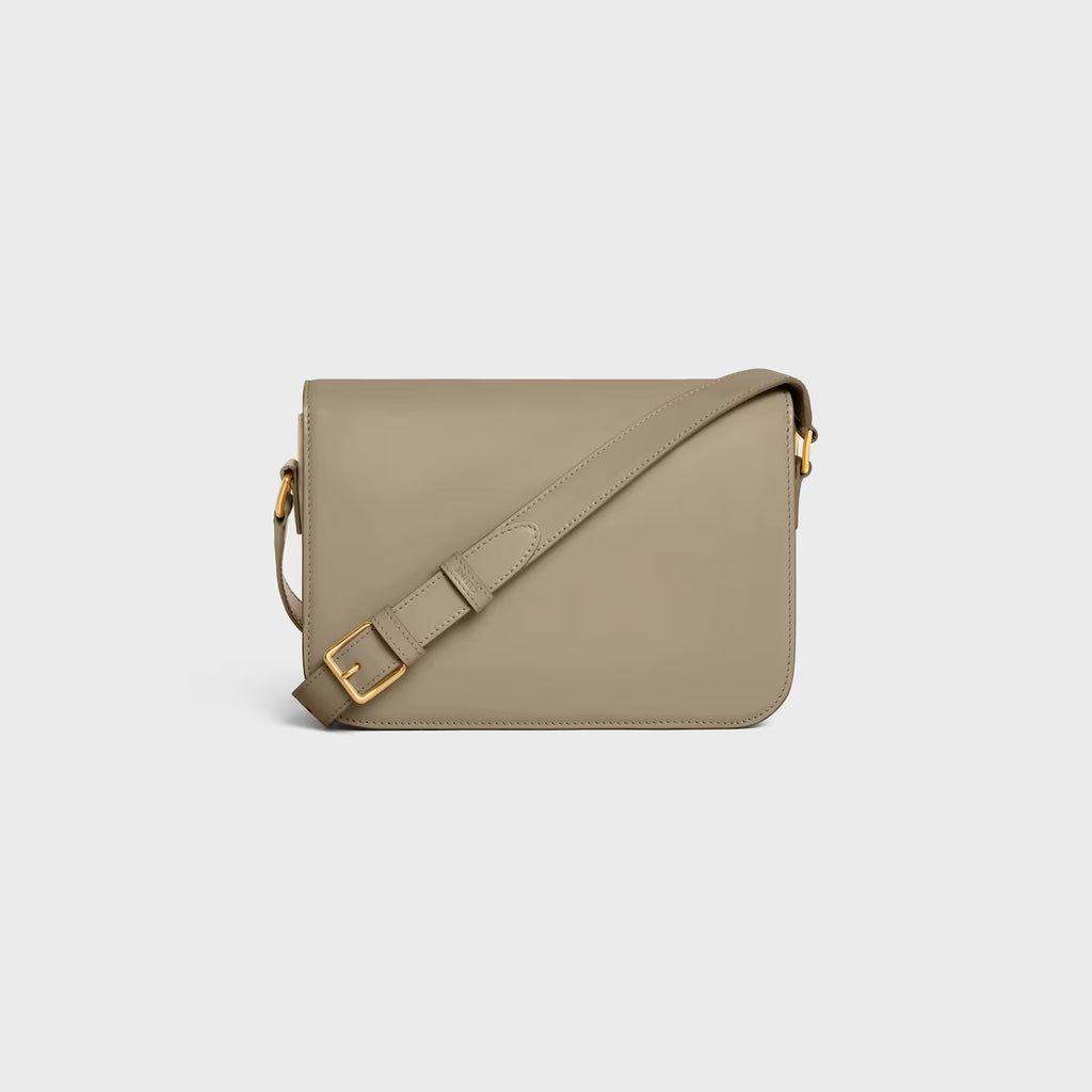 Celine Femme Classic Triomphe Handbag, Premium Natural Calfskin Leather Women Shoulder Bag