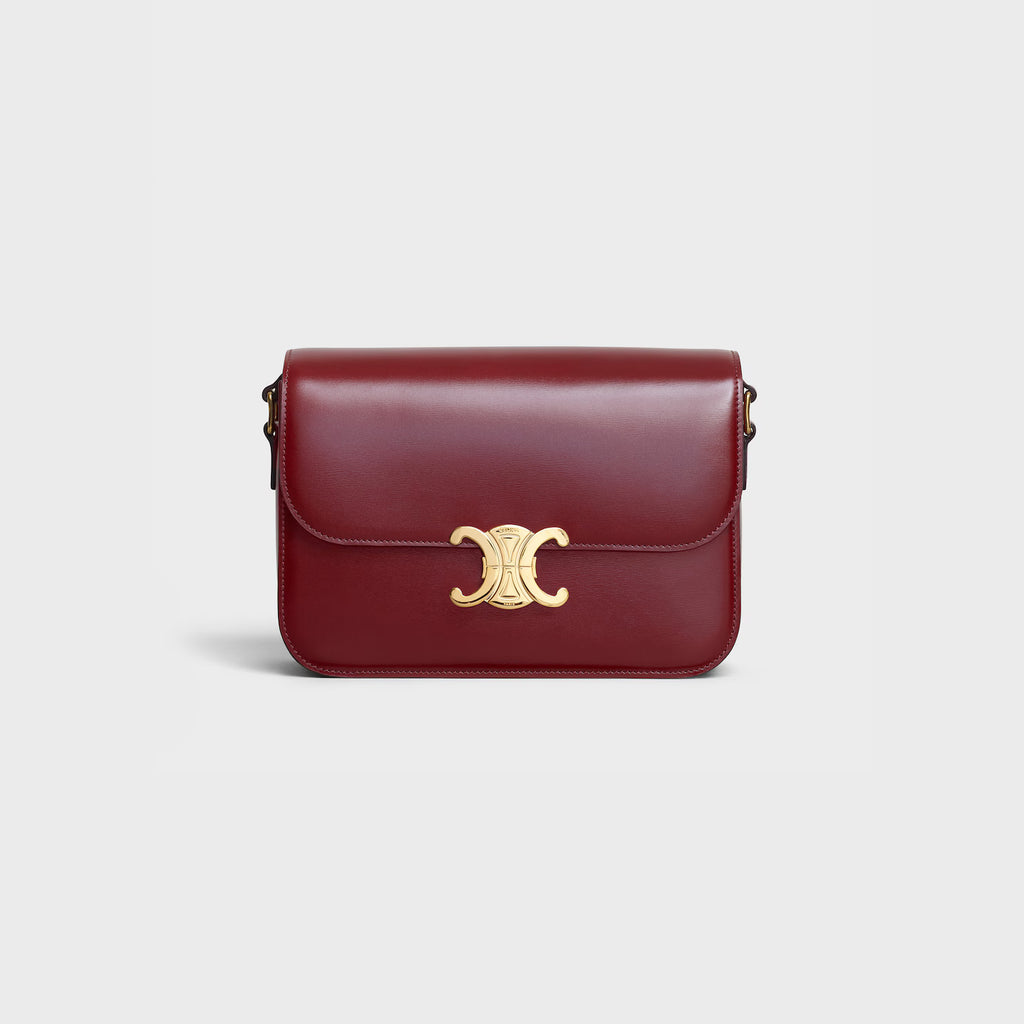 Celine Femme Classic Triomphe Handbag, Premium Natural Calfskin Leather Women Shoulder Bag