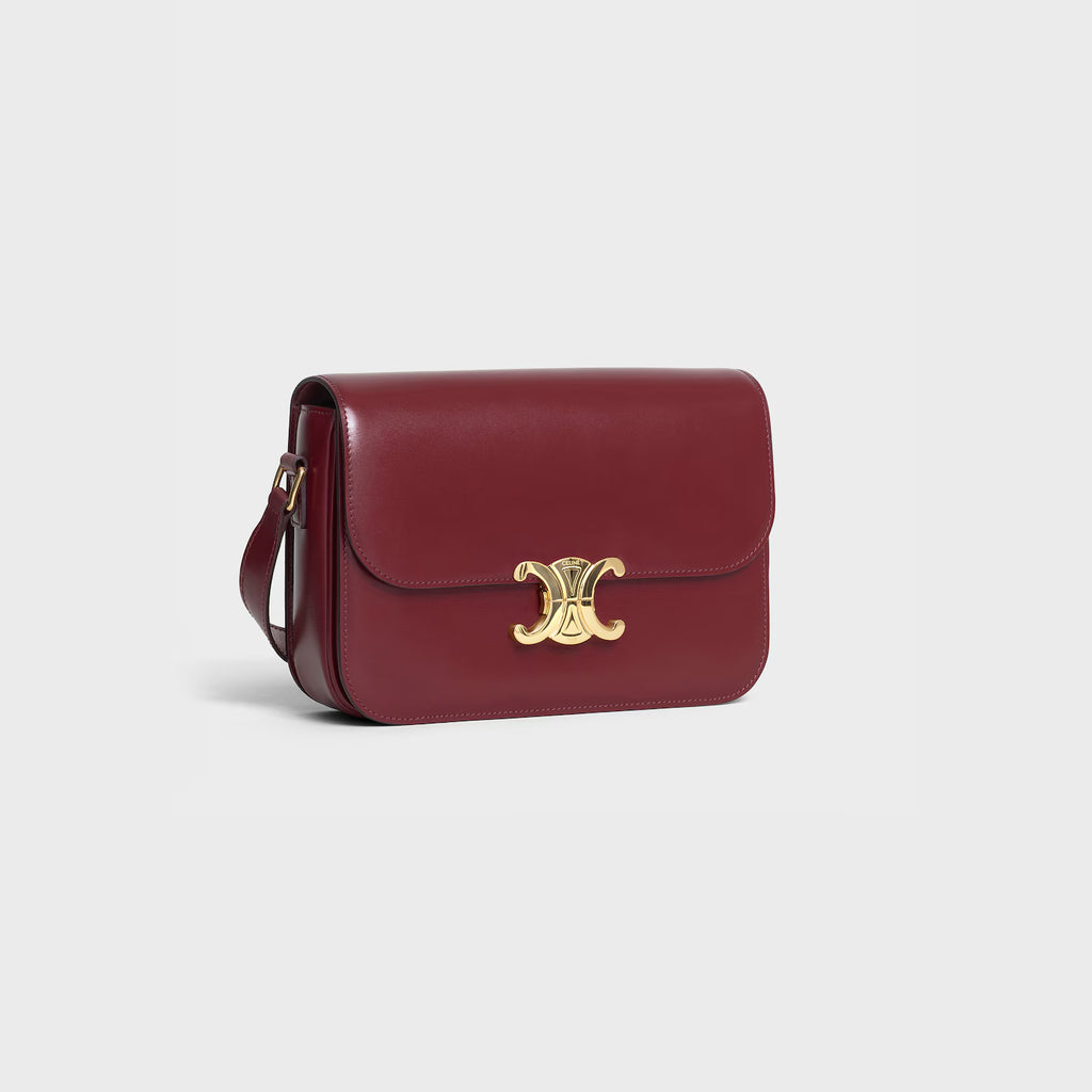 Celine Femme Classic Triomphe Handbag, Premium Natural Calfskin Leather Women Shoulder Bag