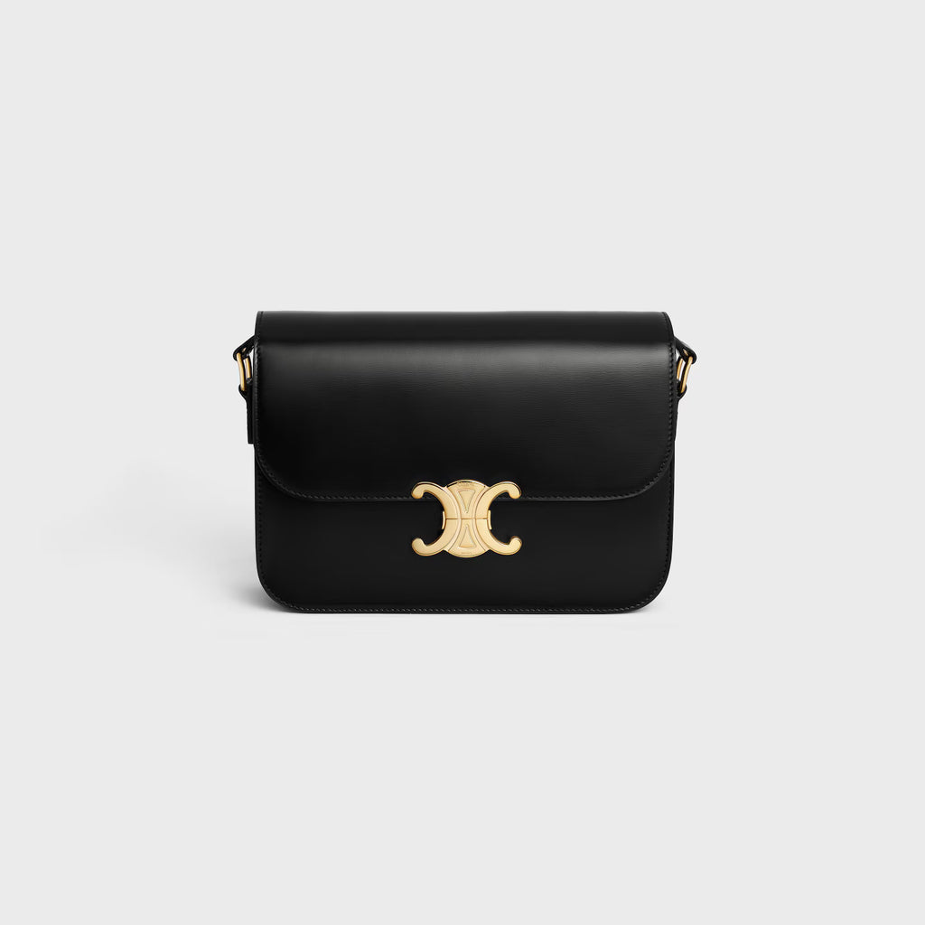 Celine Femme Classic Triomphe Handbag, Premium Natural Calfskin Leather Women Shoulder Bag
