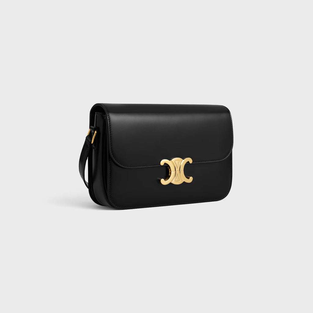 Celine Femme Classic Triomphe Handbag, Premium Natural Calfskin Leather Women Shoulder Bag