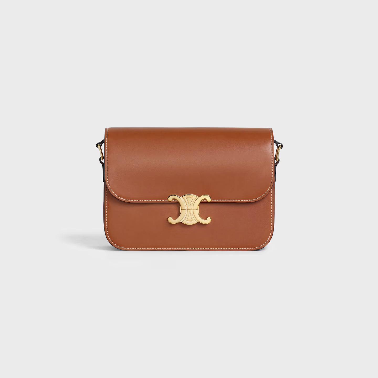 Celine Femme Classic Triomphe Handbag, Premium Natural Calfskin Leather Women Shoulder Bag