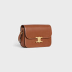 Celine Femme Classic Triomphe Handbag, Premium Natural Calfskin Leather Women Shoulder Bag