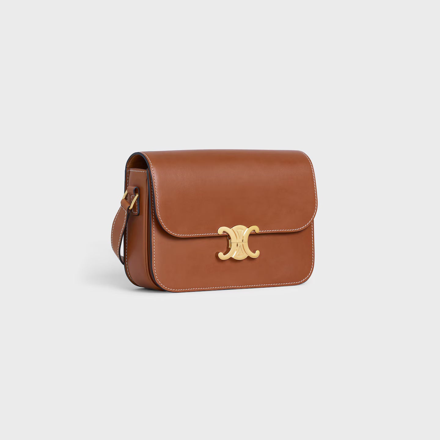 Celine Femme Classic Triomphe Handbag, Premium Natural Calfskin Leather Women Shoulder Bag