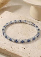 925 Sterling Silver Blue Topaz Tennis Bracelet – 4A Cubic Zirconia Luxury Tennis Chain Bracelet for Women