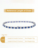 925 Sterling Silver Blue Topaz Tennis Bracelet – 4A Cubic Zirconia Luxury Tennis Chain Bracelet for Women