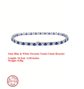 925 Sterling Silver Blue Topaz Tennis Bracelet – 4A Cubic Zirconia Luxury Tennis Chain Bracelet for Women