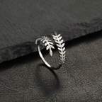 COINBUFF 4-Piece Adjustable Leaf Ring Set for Women – Solid Gold & Sterling Silver Elegant Stackable Rings