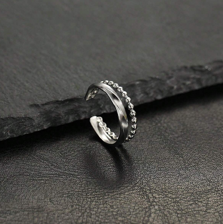 COINBUFF 4-Piece Adjustable Leaf Ring Set for Women – Solid Gold & Sterling Silver Elegant Stackable Rings