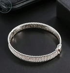 S925 Sterling Silver Moissanite Tennis Bracelet – Luxury Pavé Princess Circle Open Bracelet for Women