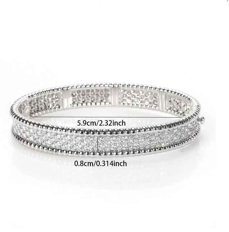 S925 Sterling Silver Moissanite Tennis Bracelet – Luxury Pavé Princess Circle Open Bracelet for Women