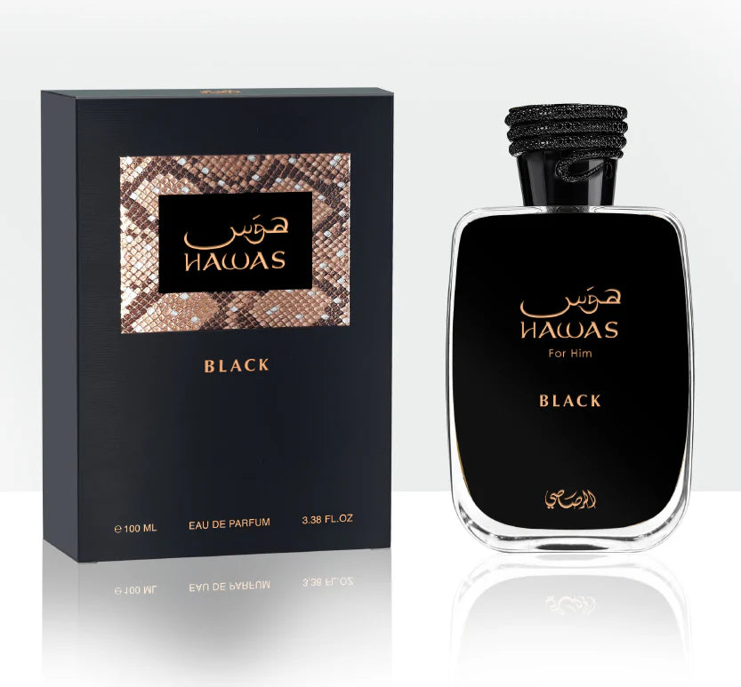 Rasasi Hawas Black Eau De Parfum｜Smoky woody perfume, with a sophisticated dark spicy note and long-lasting fragrance