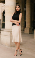 Alessa Luxe Silk Satin Midi Skirt