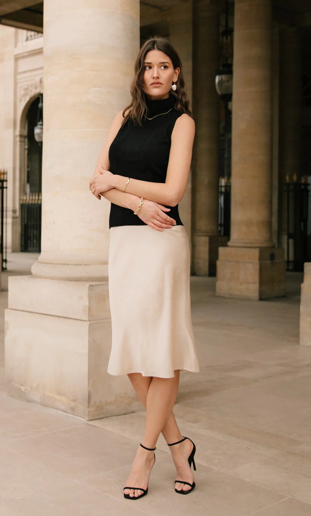 Alessa Luxe Silk Satin Midi Skirt