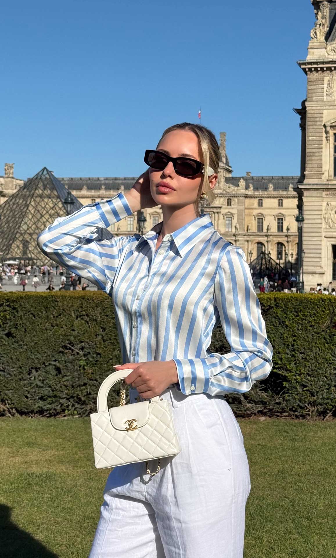 Monaco Luxury Striped Silk Blouse – Parisian Elegance Redefined