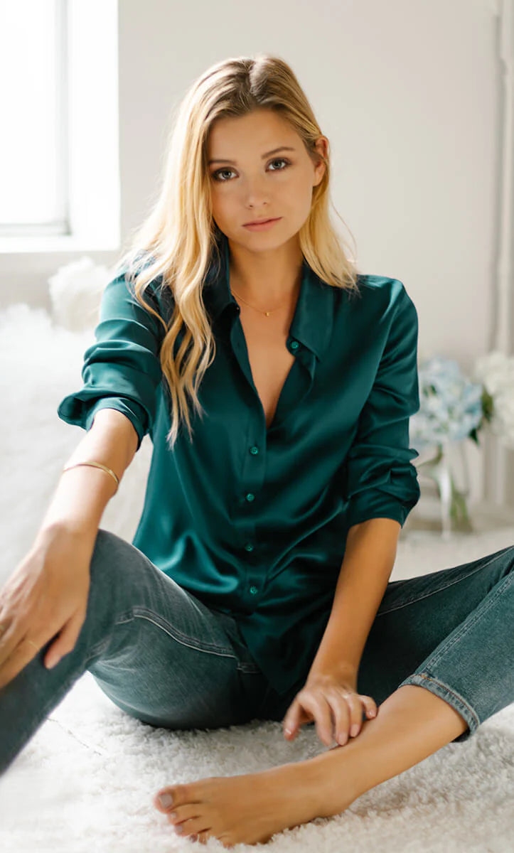Monaco Luxury Striped Silk Blouse – Parisian Elegance Redefined
