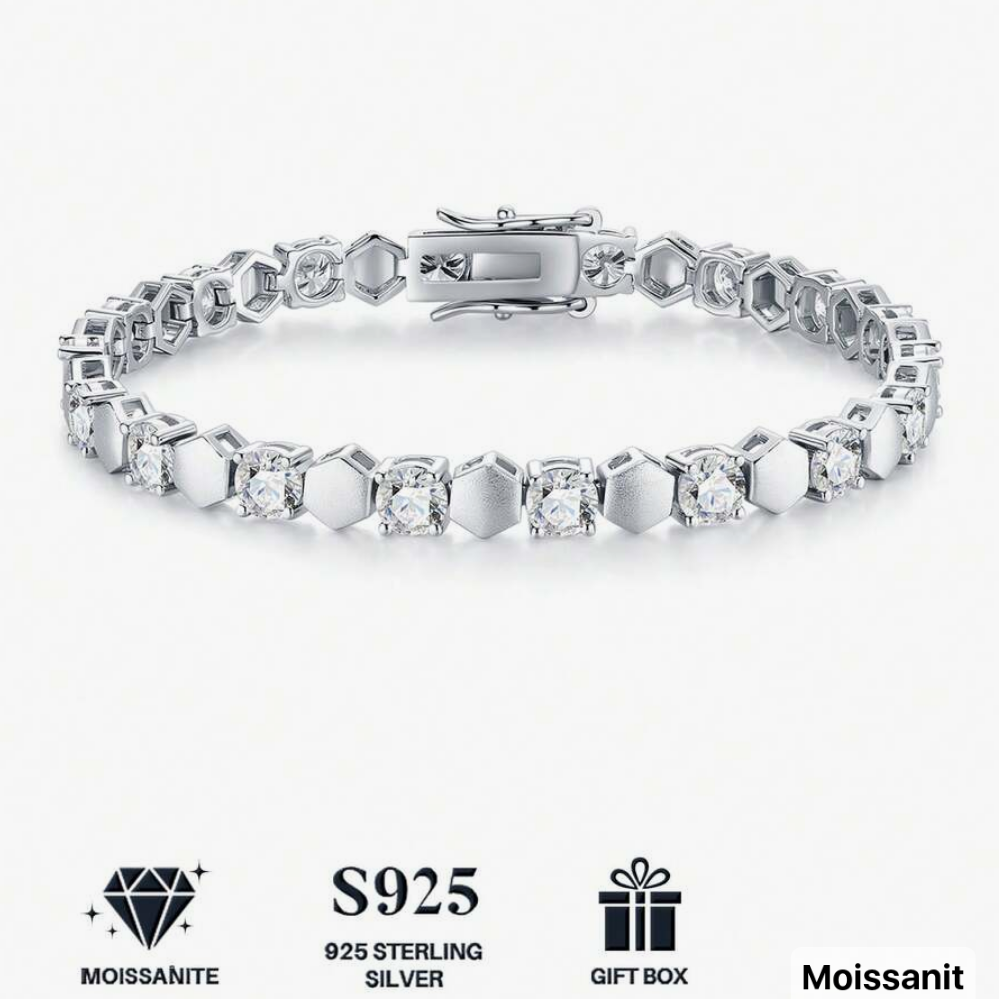 925 Sterling Silver Moissanite Tennis Bracelet – Luxury Sparkle That Rivals Diamonds
