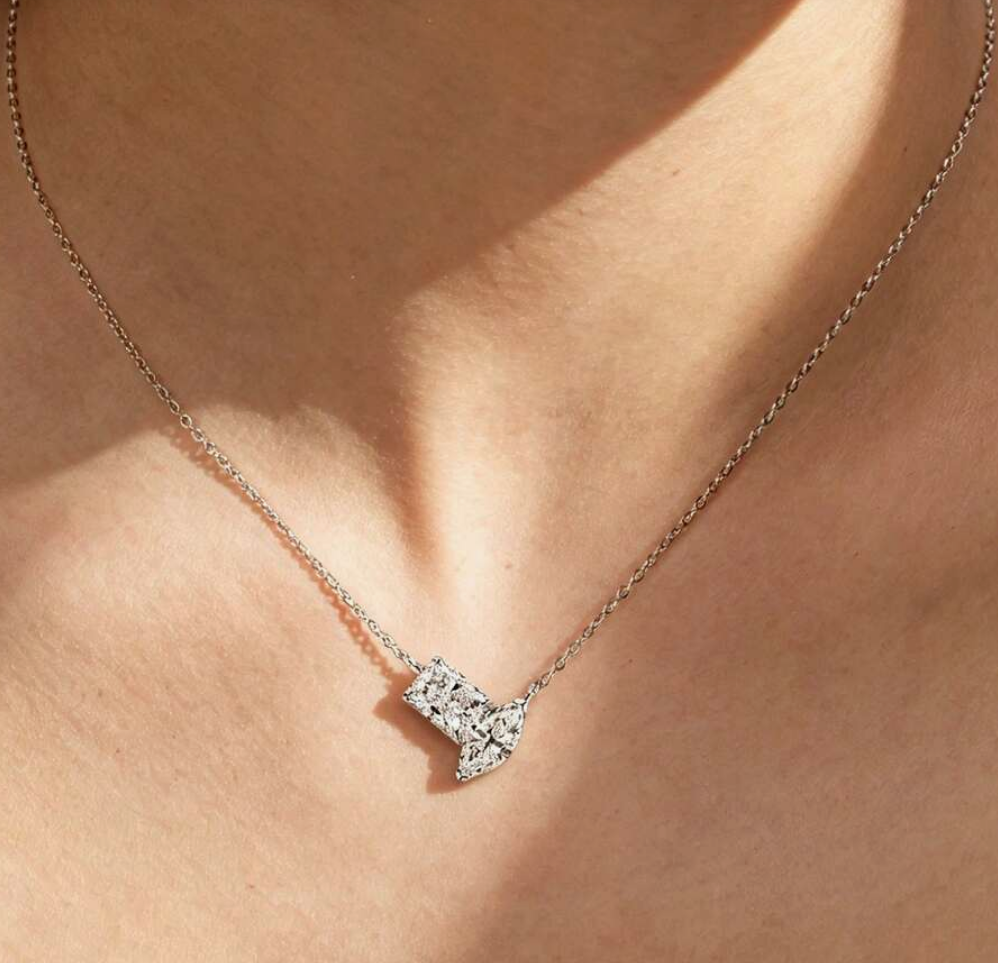 925 Sterling Silver Toi Et Moi Moissanite Pendant Necklace – 3.0ct D Color VVS1