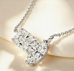 925 Sterling Silver Toi Et Moi Moissanite Pendant Necklace – 3.0ct D Color VVS1