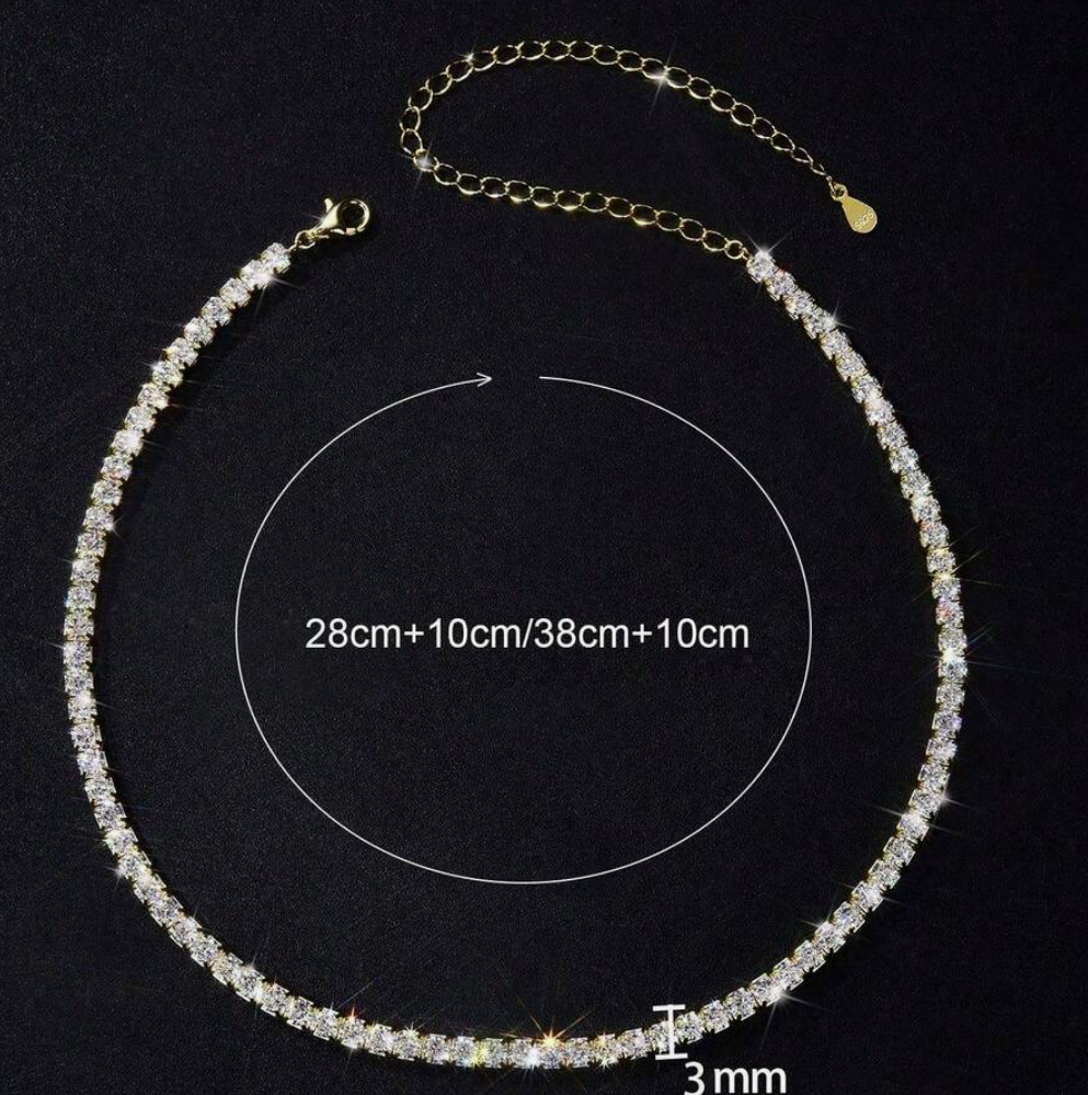 3mm Hip-Hop Pavé Diamond Tennis Necklace – Luxury 925 Sterling Silver Choker