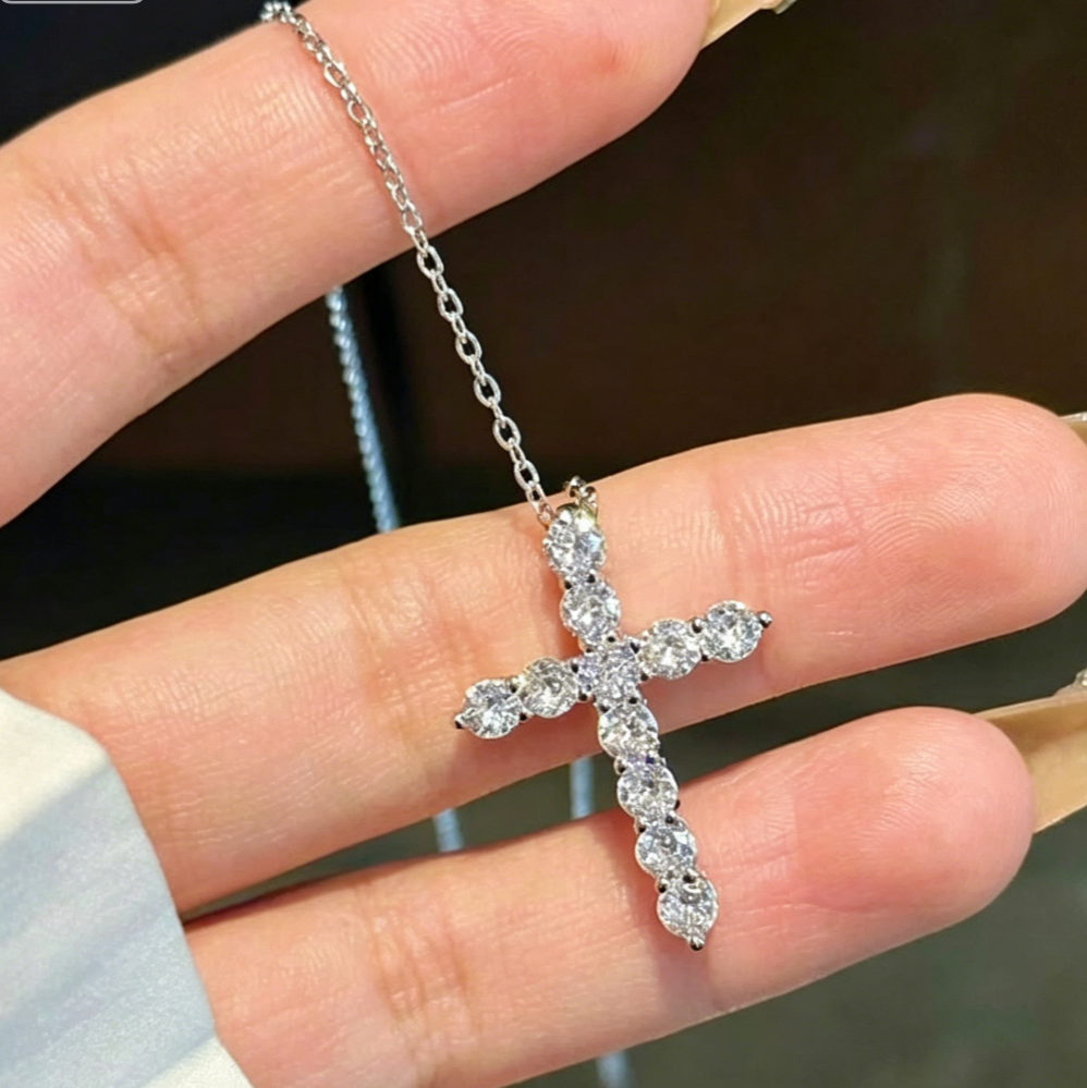 1CT Moissanite Cross Necklace in 925 Sterling Silver – Timeless Faith & Luxury Sparkle