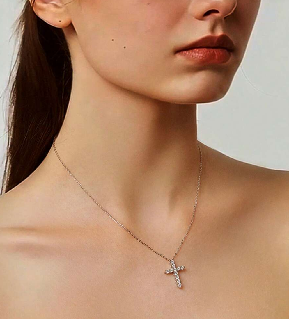 1CT Moissanite Cross Necklace in 925 Sterling Silver – Timeless Faith & Luxury Sparkle