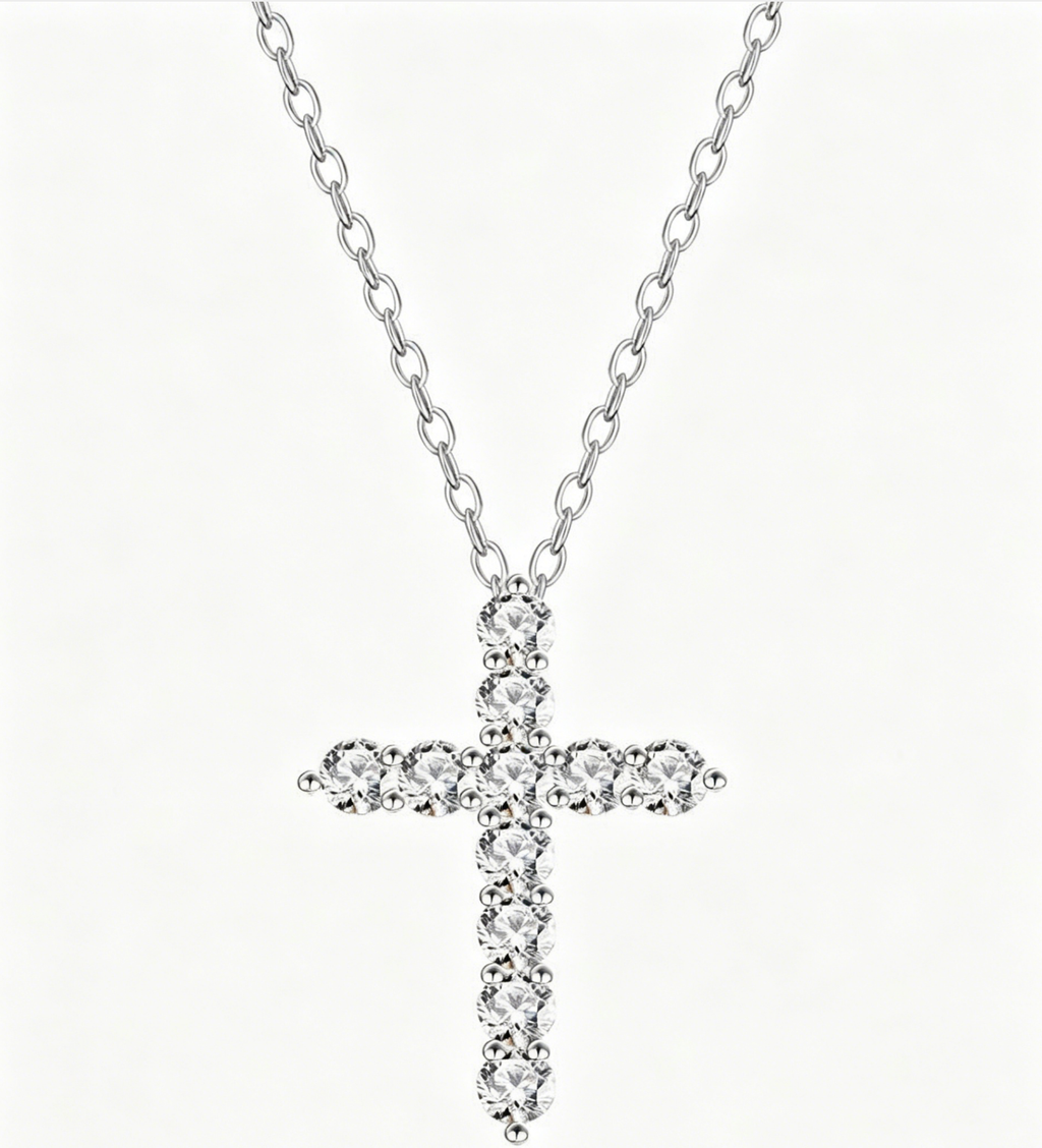 1CT Moissanite Cross Necklace in 925 Sterling Silver – Timeless Faith & Luxury Sparkle