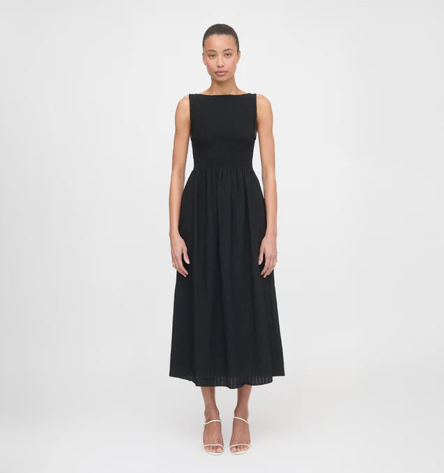 Women’s Smocked Midi Dress – Elegant Sleeveless Summer Dress