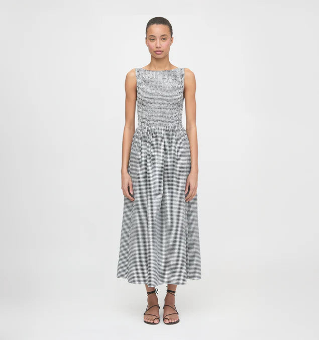Women’s Smocked Midi Dress – Elegant Sleeveless Summer Dress