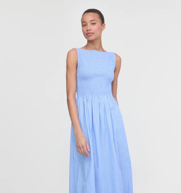 Women’s Smocked Midi Dress – Elegant Sleeveless Summer Dress