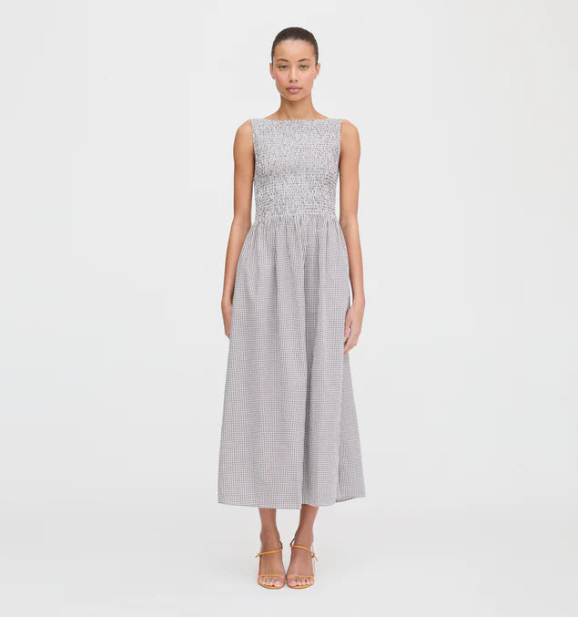 Women’s Smocked Midi Dress – Elegant Sleeveless Summer Dress